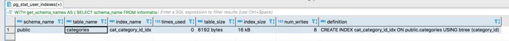 Indexes With Less Than 300 Scans - Query Results